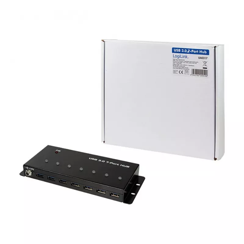 LOGILINK UA0317 Hub USB 3.0, 7 puertos, carcasa de metal, calidad industrial