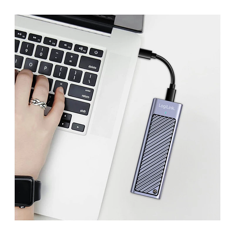 LogiLink UA0435 Caja para SSD USB 3.2 Gen 2x2, M.2 NVMe/SATA, USB-C, 20 Gbps, Gris