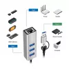 Logilink UA0440 Hub USB 3.2 Gen 1 de 3 puertos con adaptador Gigabit Ethernet, conector USB-C y USB-A, aluminio
