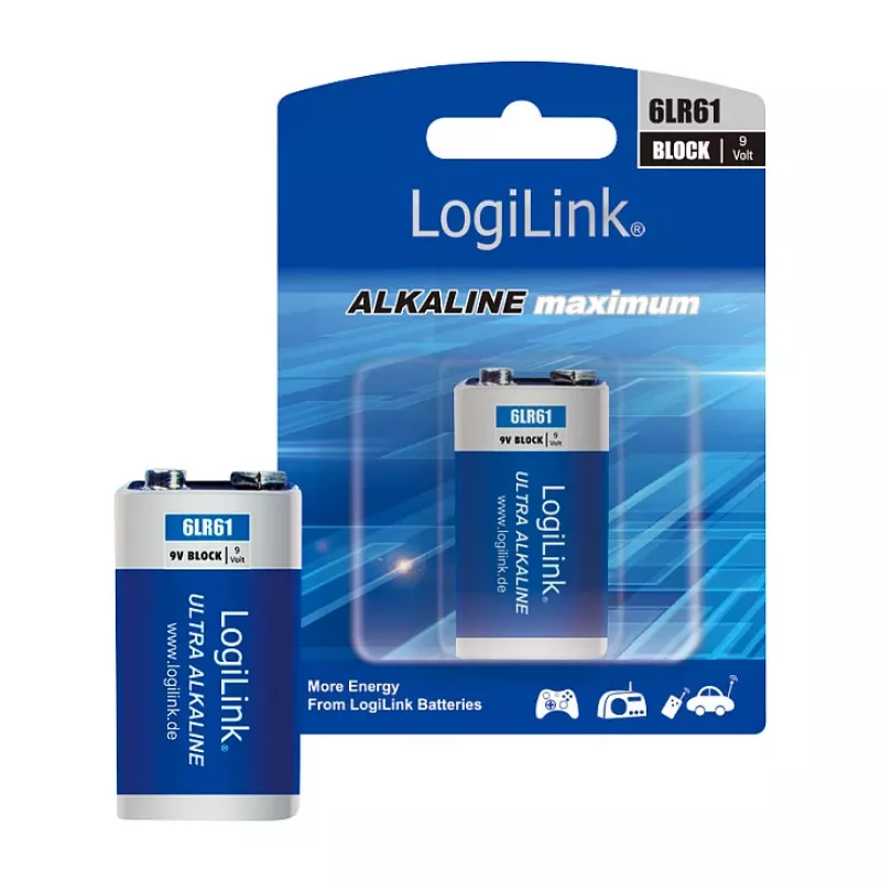 LogiLink Ultra Power Pila alcalina 9V, pack de 1 blíster