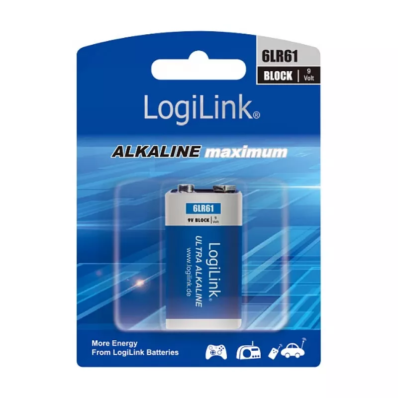 LogiLink Ultra Power Pila alcalina 9V, pack de 1 blíster