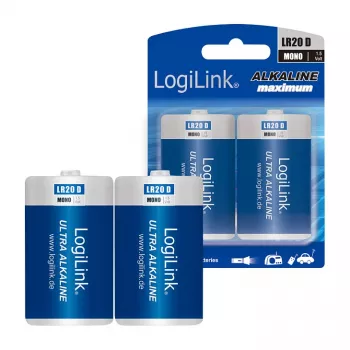 LogiLink Ultra Power Pila alcalina D LR20 pack de 2 blíster