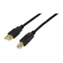 LogiLink Cable alargador activo USB 2.0, conector macho USB-A a conector macho USB-B, 20 m, con amplificador de señal, negro