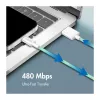 LogiLink Cable USB 2.0 Type-C, A/M a C/M, 480 Mbit/s, 60 W, nailon, verde, 0,5 m