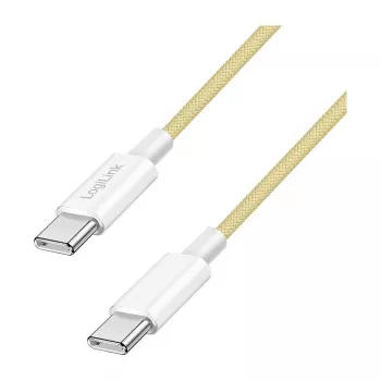 Cable USB 2.0 Type-C LogiLink, C/M a C/M, 480 Mbps, 60W, nailon, amarillo, 0,5 m