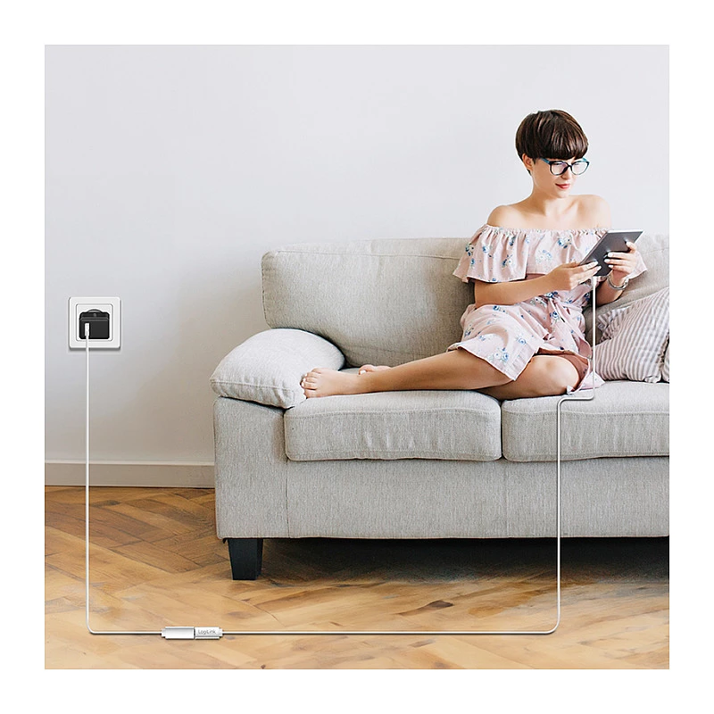 Logilink cable de extensión USB 2.0 USB-C (conector macho a conector hembra) – 100W PD, 480 Mbps, blanco, 2m