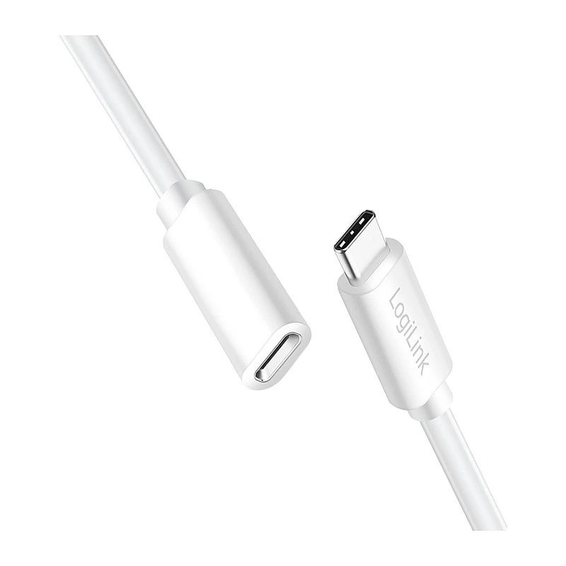 Logilink cable de extensión USB 2.0 USB-C (conector macho a conector hembra) – 100W PD, 480 Mbps, blanco, 2m