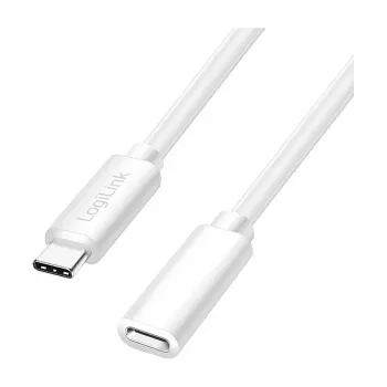 Logilink cable de extensión USB 2.0 USB-C (conector macho a conector hembra) – 100W PD, 480 Mbps, blanco, 2m