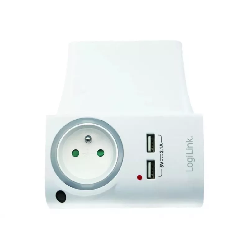 LogiLink cargador de pared USB-A 10,5 W, 2 puertos, con base de carga, blanco