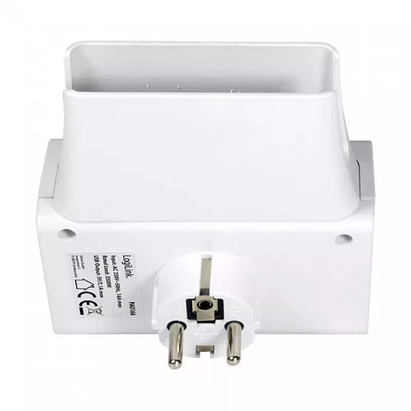 LogiLink cargador de pared USB-A 10,5 W, 2 puertos, con base de carga, blanco