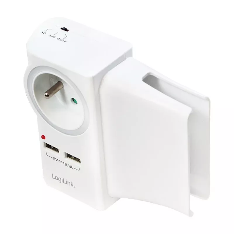 LogiLink cargador de pared USB-A 10,5 W, 2 puertos, con base de carga, blanco