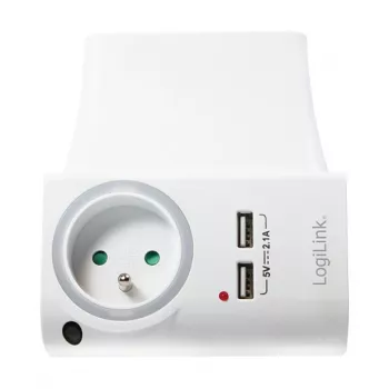 LogiLink cargador de pared USB-A 10,5 W, 2 puertos, con base de carga, blanco