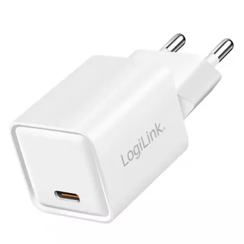 LogiLink Cargador USB-C 20 W GaN, 1 puerto, USB Power Delivery, blanco