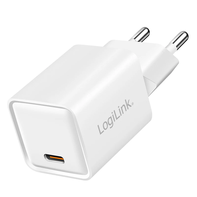 LogiLink Cargador USB-C 20 W GaN, 1 puerto, USB Power Delivery, blanco