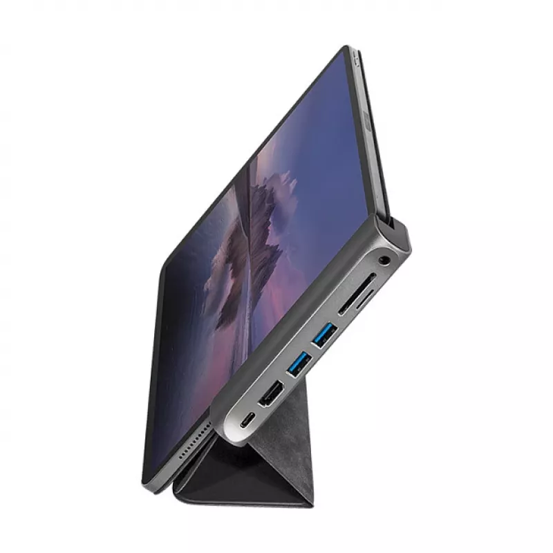 LogiLink UA0385 estación de acoplamiento USB-C, 7 puertos, USB 3.2 Gen1, PD, 4K HDMI, SD/microSD, 3,5 mm, para iPad, aluminio