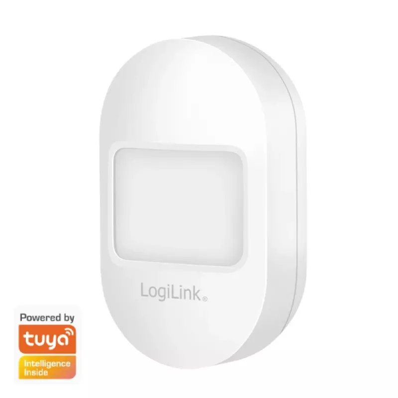 Logilink Sensor de movimiento PIR inteligente WiFi, compatible con Tuya, blanco