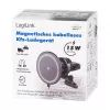 LogiLink Cargador inalámbrico para coche con soporte para smartphone 15W, forma redonda, Qi, sujeción automática, rejilla de ventilación y ventosa, negro