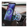 LogiLink Cargador inalámbrico para coche con soporte para smartphone 15W, forma redonda, Qi, sujeción automática, rejilla de ventilación y ventosa, negro