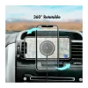 LogiLink Cargador inalámbrico para coche con soporte para smartphone 15W, forma redonda, Qi, sujeción automática, rejilla de ventilación y ventosa, negro