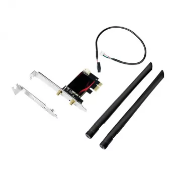 LogiLink WL0248 Tarjeta PCI-Express Wi-Fi 6E AX5400 tribanda con Bluetooth 5.2, 2,4/5/6 GHz, 2 antenas desmontables de 5 dBi, Intel AX210, WPA3, Windows 10/11 y Linux