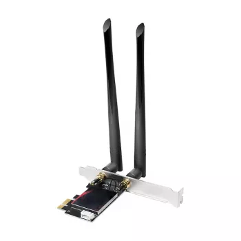 LogiLink WL0248 Tarjeta PCI-Express Wi-Fi 6E AX5400 tribanda con Bluetooth 5.2, 2,4/5/6 GHz, 2 antenas desmontables de 5 dBi, Intel AX210, WPA3, Windows 10/11 y Linux
