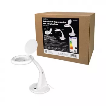 LOGILINK WZ0059 Lupa LED con soporte de mesa, 3 dioptrías (1,75x), 40 LED SMD, 6,5 W, Blanco luz de día, Negro