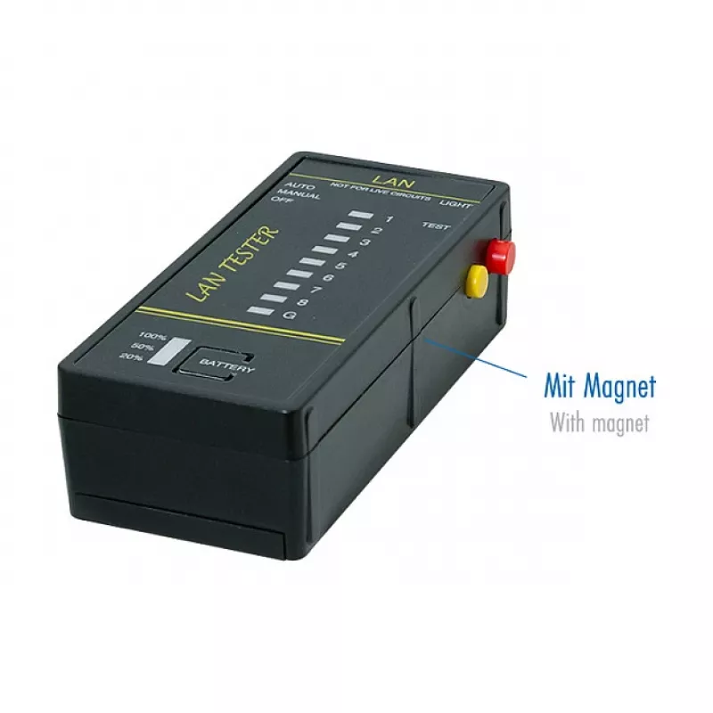 LOGILINK WZ0080 comprobador de cables LAN y buscador PoE con imán, linterna, LCD retroiluminada, alcance de 300 m