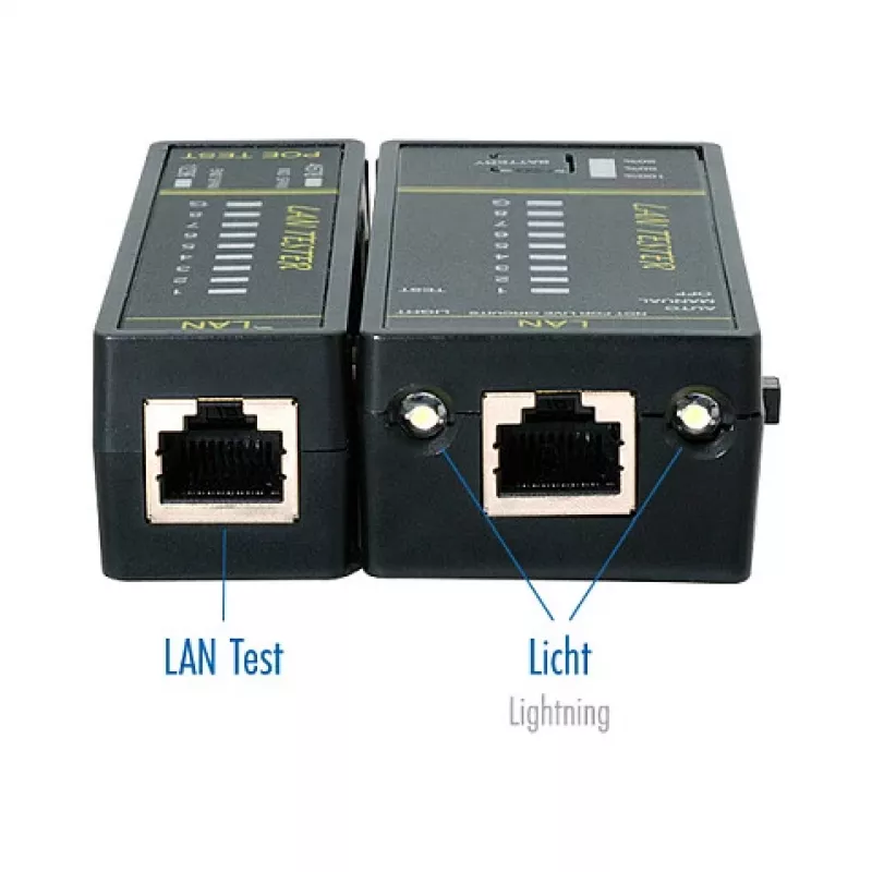 LOGILINK WZ0080 comprobador de cables LAN y buscador PoE con imán, linterna, LCD retroiluminada, alcance de 300 m
