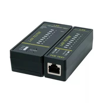 LOGILINK WZ0080 comprobador de cables LAN y buscador PoE con imán, linterna, LCD retroiluminada, alcance de 300 m