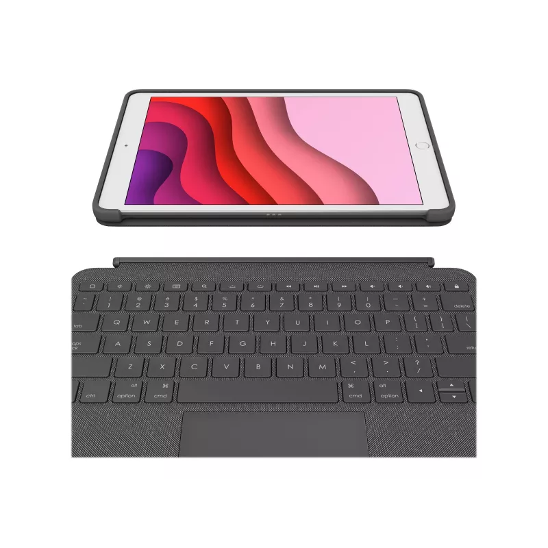 Logitech Combo Touch - funda con teclado y folio - con trackpad - retroiluminado - Apple Smart Connector - QWERTY - italiano - grafito - para Apple iPad de 10,2