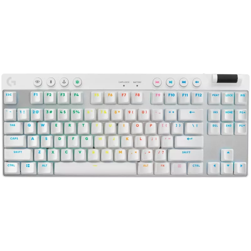 Logitech G PRO X TKL Lightspeed teclado gaming inalámbrico, QWERTY nórdico, retroiluminado, 2,4 GHz/Bluetooth, interruptores táctiles, blanco
