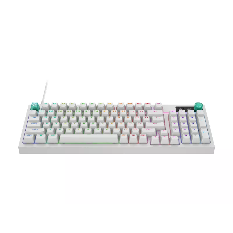 Logitech G316 X 98 Teclado mecánico compacto para gaming, GX Brown Tactile, LIGHTSYNC RGB, Blanco, Distribución alemana