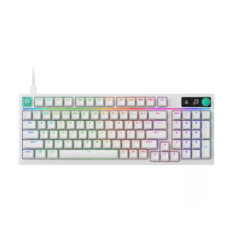 Logitech G316 X 98 Teclado mecánico compacto para gaming, GX Brown Tactile, LIGHTSYNC RGB, Blanco, Distribución alemana