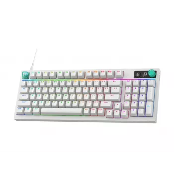 Logitech G316 X 98 Teclado mecánico compacto para gaming, GX Brown Tactile, LIGHTSYNC RGB, Blanco, Distribución alemana