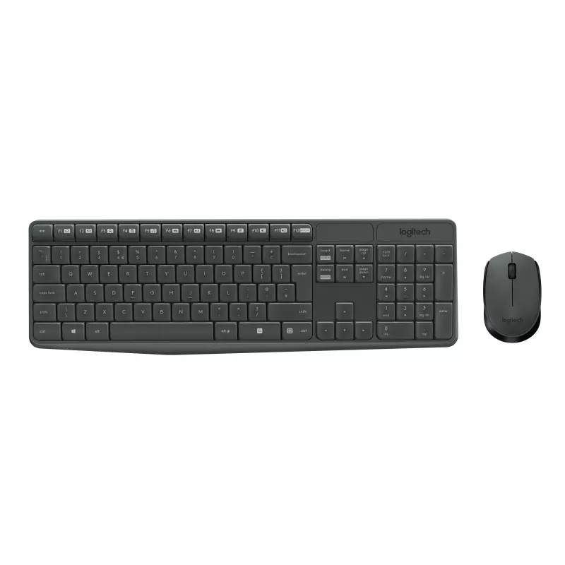 Logitech MK235 Conjunto inalámbrico de teclado y ratón, 2,4 GHz RF, distribución QWERTZ, Negro, receptor USB – 920-008031
