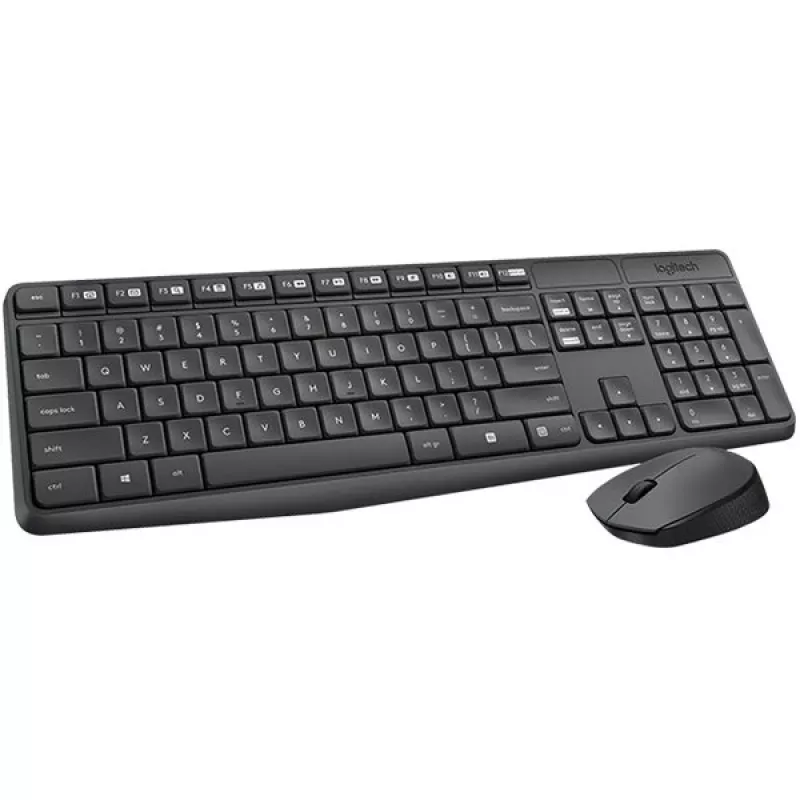Logitech MK235 Conjunto inalámbrico de teclado y ratón, 2,4 GHz RF, distribución QWERTZ, Negro, receptor USB – 920-008031