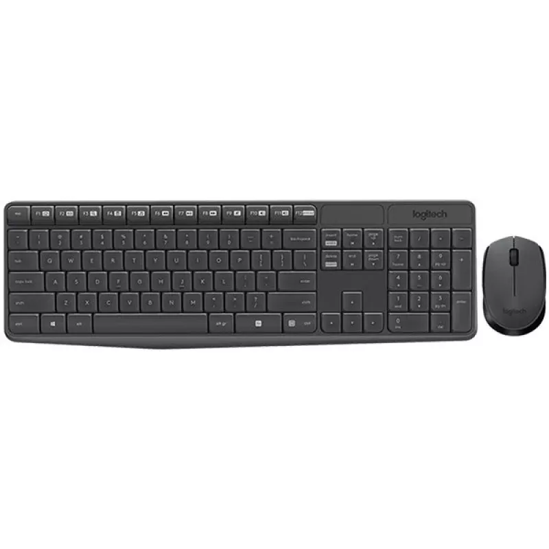 Logitech MK235 Conjunto inalámbrico de teclado y ratón, 2,4 GHz RF, distribución QWERTZ, Negro, receptor USB – 920-008031