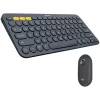 Logitech Pebble 2 Combo Tonal Graphite conjunto inalámbrico de teclado y ratón, distribución francesa AZERTY, Bluetooth y receptor USB Logi Bolt, clics silenciosos, multidispositivo, plástico reciclado