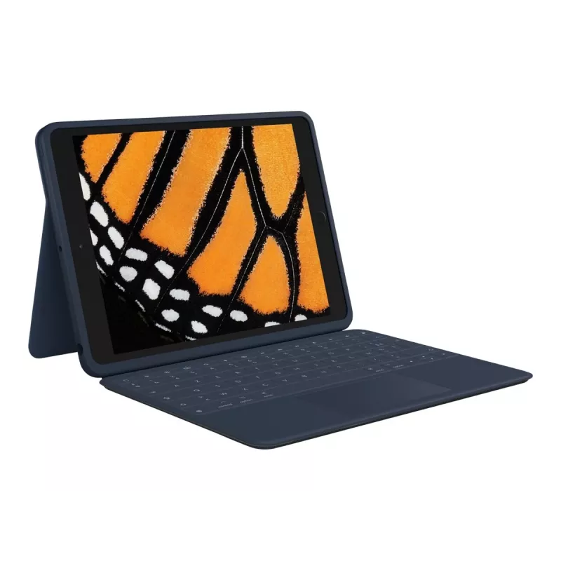 Logitech Rugged Combo 3 Touch for Education - Funda con teclado - con trackpad - Apple Smart Connector - AZERTY - Francés - Classic Blue - para centros educativos - para Apple iPad de 10,2