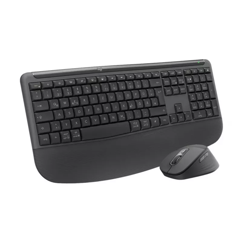 Logitech Signature Comfort Plus Combo MK880 for Business - Conjunto de teclado y ratón - Full Size - con indicador LED de batería - Inalámbrico - USB-C, Bluetooth LE - QWERTZ - Alemán - Grafito