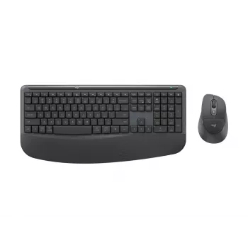 Logitech Signature Comfort Plus Combo MK880 for Business - Conjunto de teclado y ratón - Full Size - con indicador LED de batería - Inalámbrico - USB-C, Bluetooth LE - QWERTZ - Alemán - Grafito