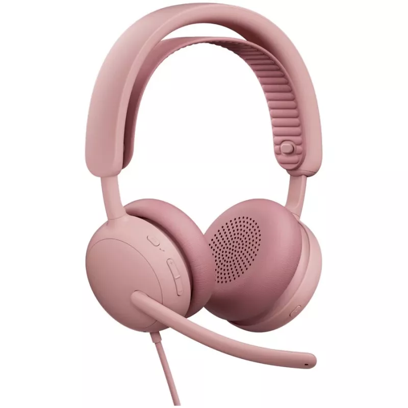 Logitech Zone Wired 2 Auriculares con micrófono, rosa