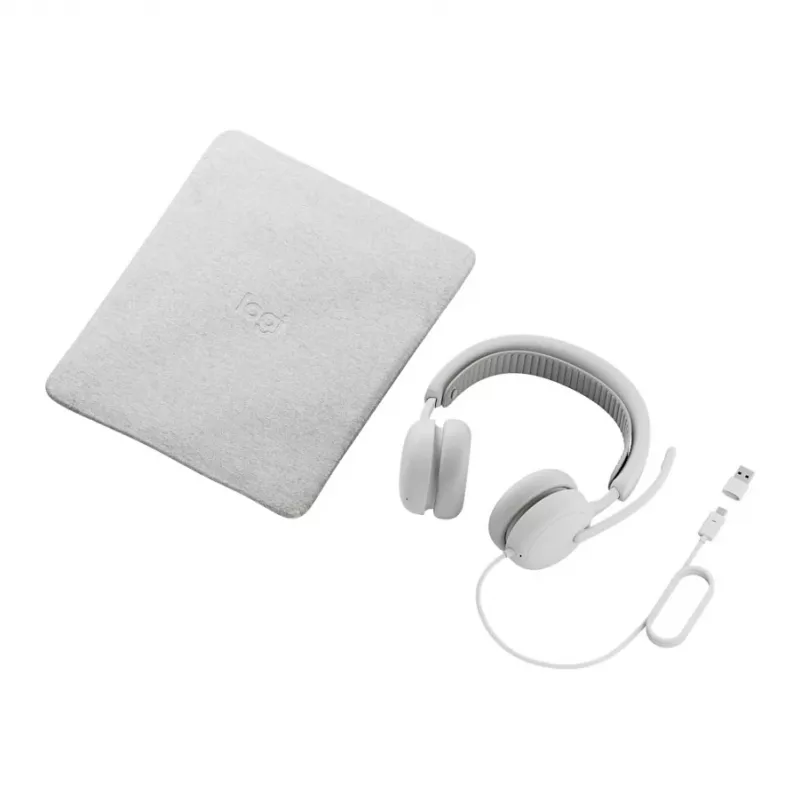 Logitech Zone Wired 2 Auriculares on-ear USB-C con micrófono de diadema con cancelación de ruido, off-white