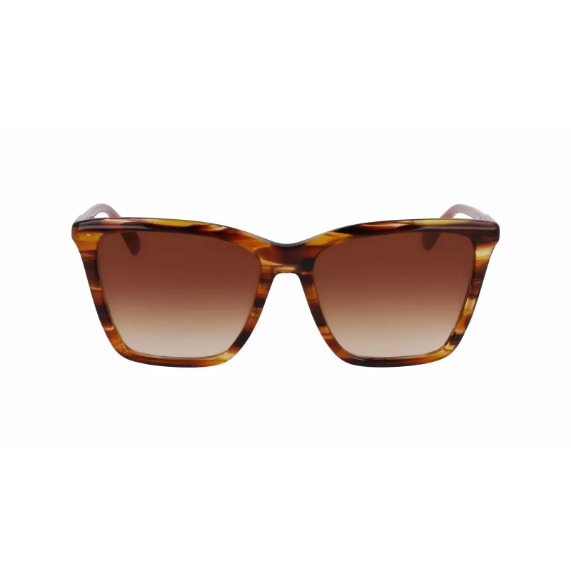 LONGCHAMP Gafas de sol de mujer LO719S-238 Havana Montura de acetato angular Lentes tintadas marrones 56mm