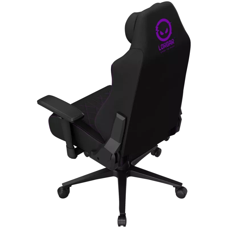 LORGAR CHA41 Silla gaming ergonómica Advanced, tejido premium anti-manchas, negro/lila