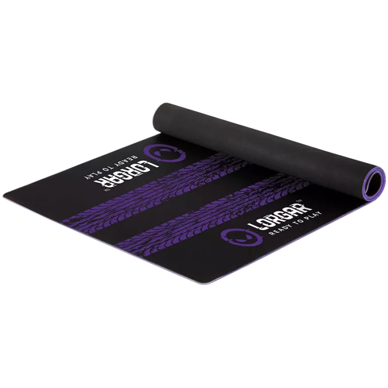 LORGAR RX1FM Alfombrilla de suelo Sim Racing Advanced, con borde ribeteado, 1700x700x3 mm, negro/morado
