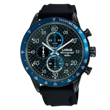 Lorus reloj hombre cuarzo analógico RM337EX9 esfera azul correa de piel marrón 43 mm