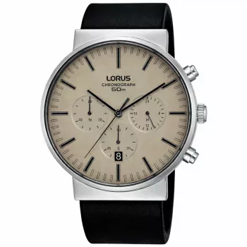 Reloj analógico de cuarzo de hombre Lorus RT381GX9 - correa de acero inoxidable de 43 mm, esfera negra, resistencia al agua 100 m