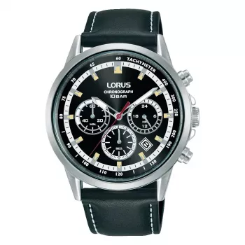 LORUS Reloj de hombre Cronógrafo de cuarzo RT301KX9 42mm Acero inoxidable Esfera negra