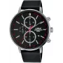 Lorus reloj de cuarzo para hombre RM365FX9 - caja de acero inoxidable de 43mm, esfera negra, correa plateada, resistencia al agua 100m